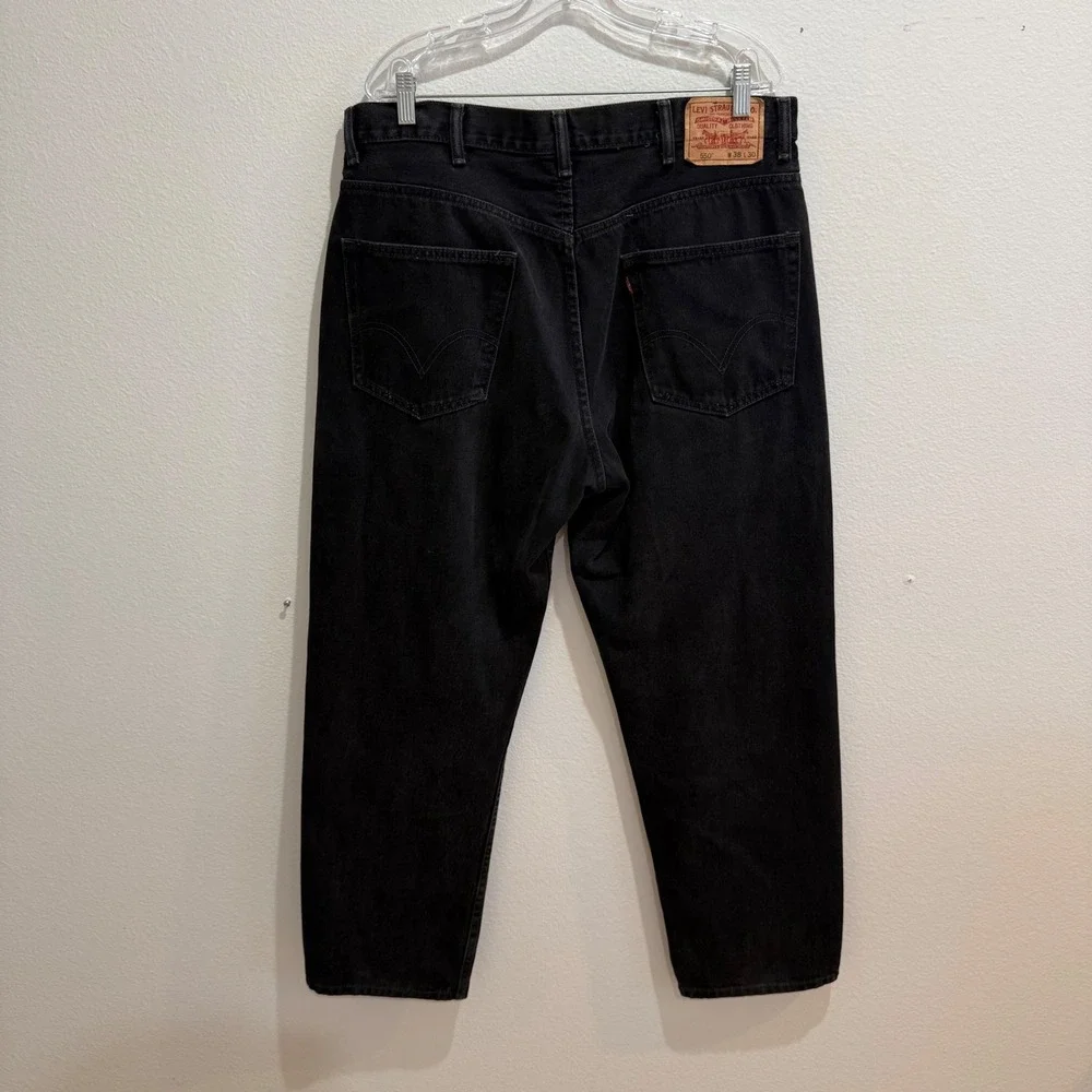 Levis 550 Relaxed Fit Tapered Leg Jeans Mens 38x30 Faded Black Cotton Denim